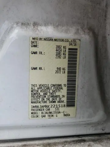 2016 NISSAN ALTIMA 3.5SL  