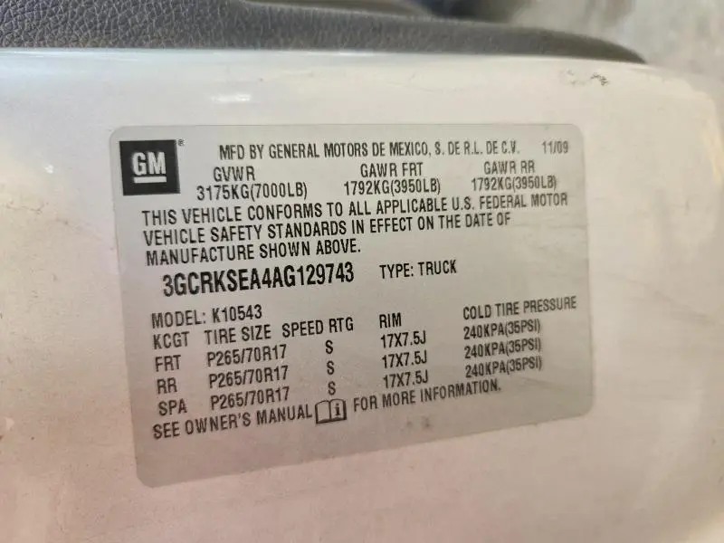 2010 CHEVROLET SILVERADO K1500 LT  