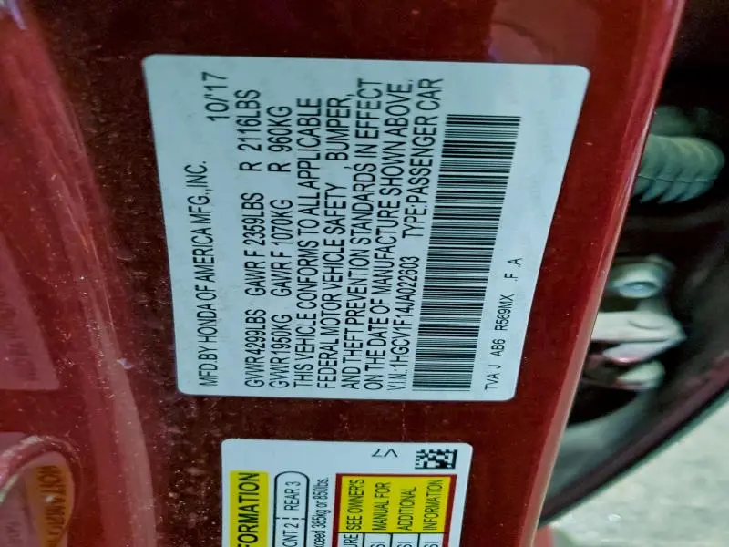 2018 HONDA ACCORD LX  