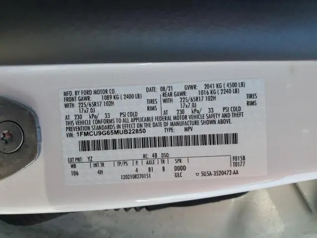 2021 FORD ESCAPE SE  