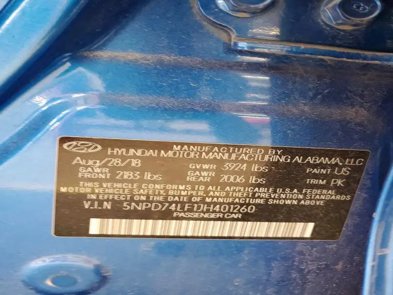 2018 HYUNDAI ELANTRA SE  