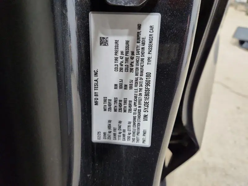 2025 TESLA MODEL 3   