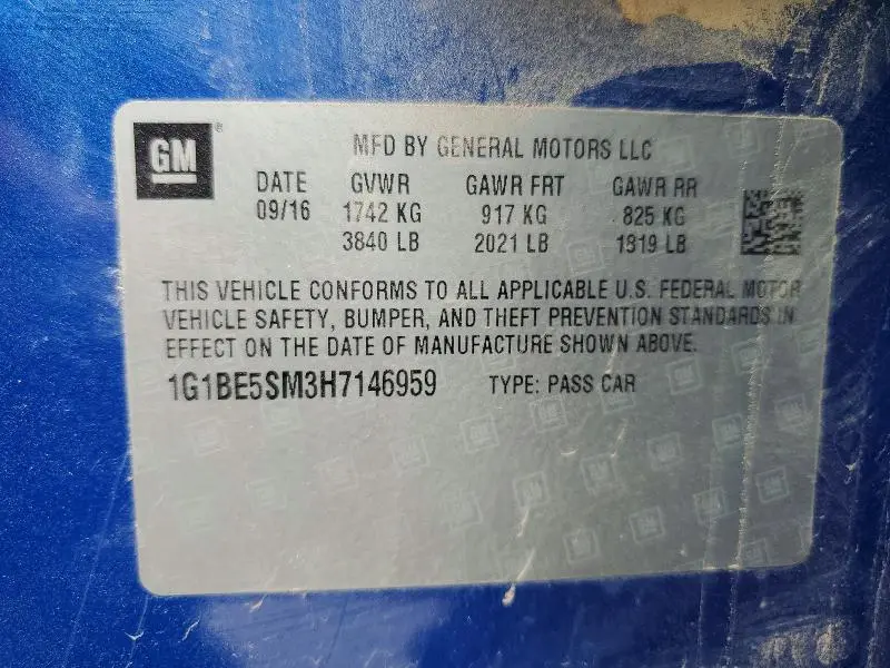 2017 CHEVROLET CRUZE LT  