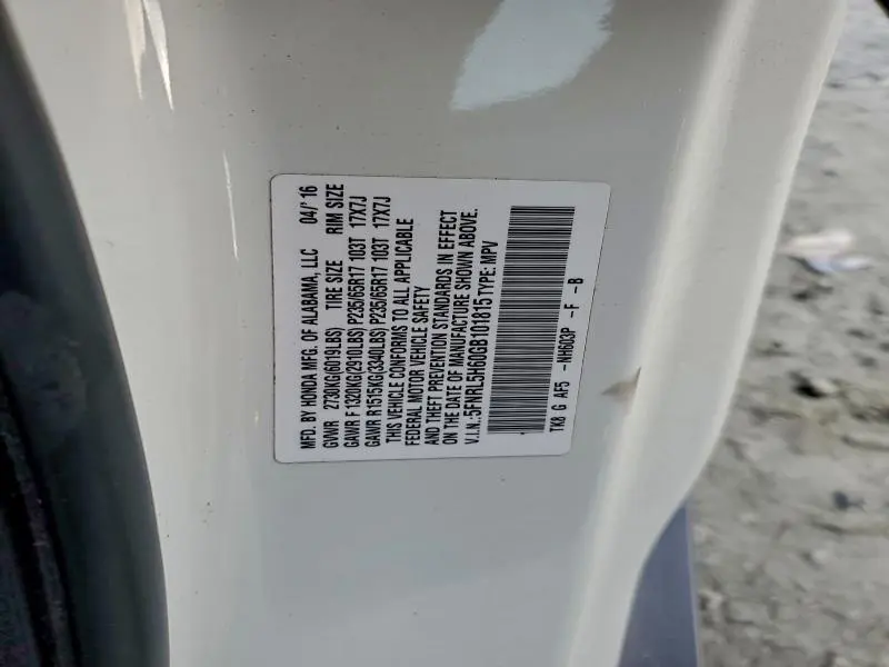 2016 HONDA ODYSSEY EXL  