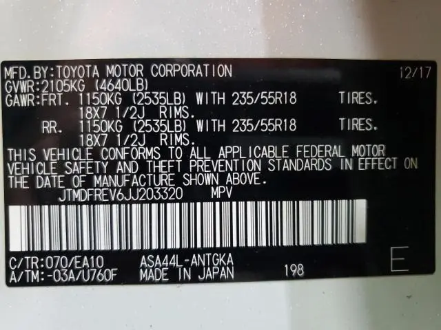 2018 TOYOTA RAV4 LIMITED  