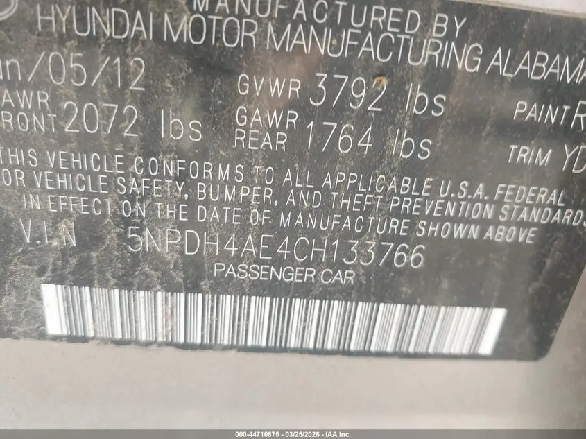 2012 HYUNDAI ELANTRA GLS