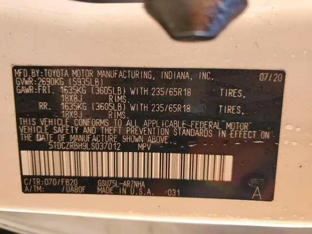 2020 TOYOTA HIGHLANDER L  