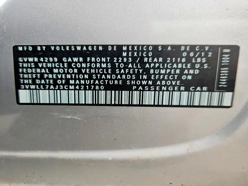 2012 VOLKSWAGEN JETTA TDI  