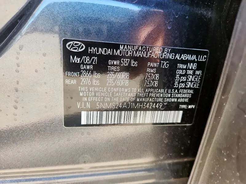 2021 HYUNDAI SANTA FE SEL  