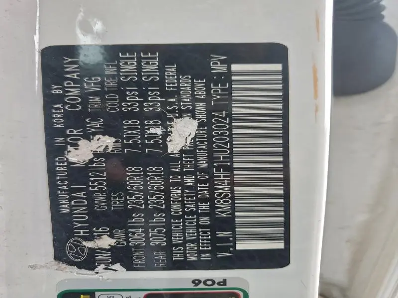 2017 HYUNDAI SANTA FE SE  