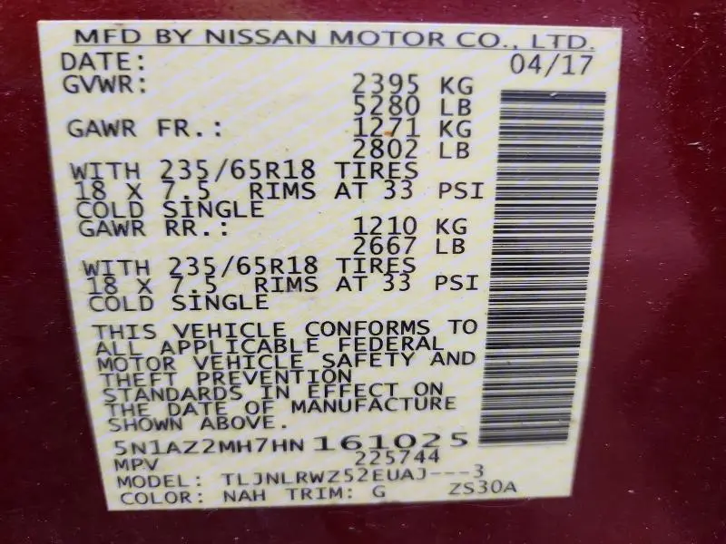 2017 NISSAN MURANO SL  