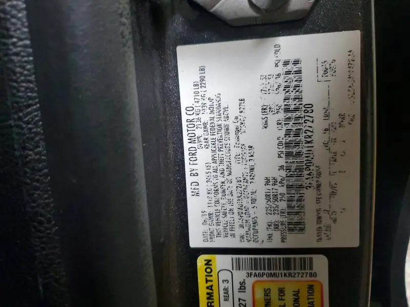 2019 FORD FUSION SEL  