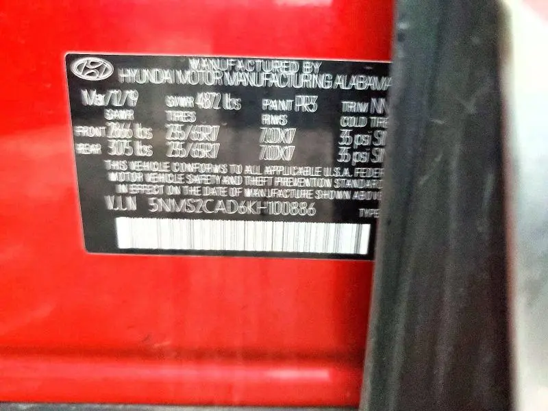 2019 HYUNDAI SANTA FE SE 2.4L  