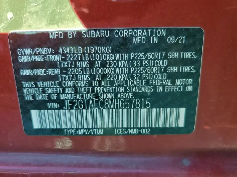 2021 SUBARU CROSSTREK PREMIUM  