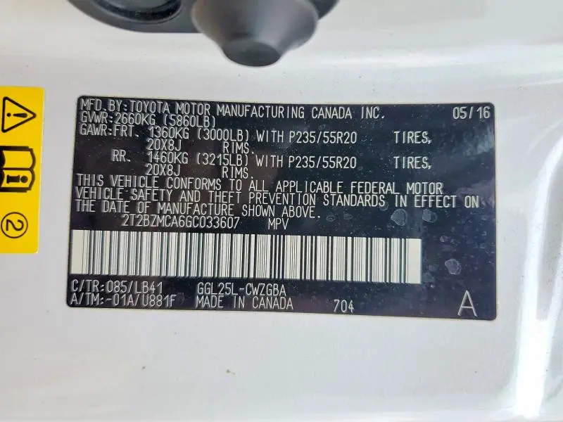 2016 LEXUS RX 350 BASE  