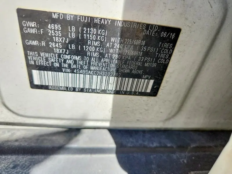 2017 SUBARU OUTBACK 2.5I LIMITED  
