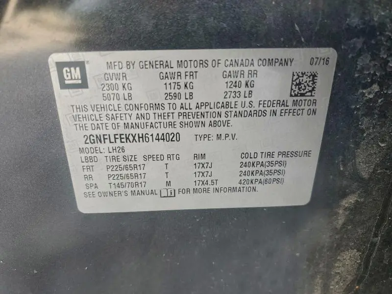 2017 CHEVROLET EQUINOX LT  