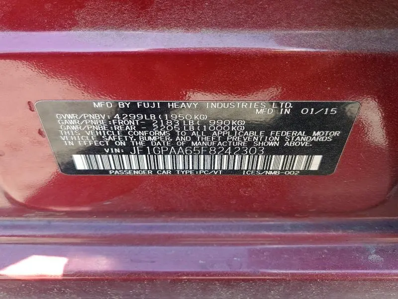 2015 SUBARU IMPREZA   