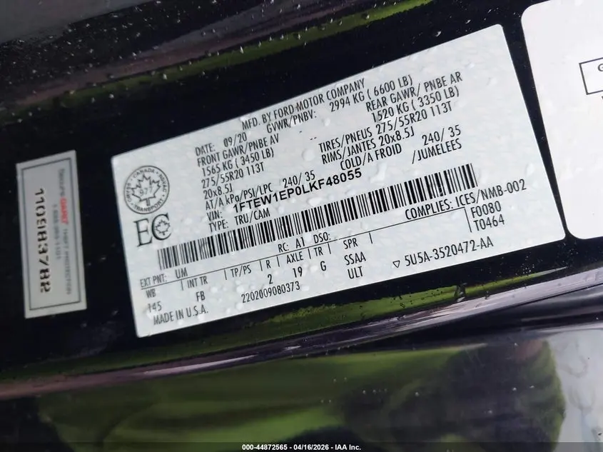 2020 FORD F-150 XLT