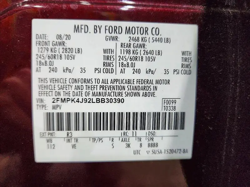 2020 FORD EDGE SEL  