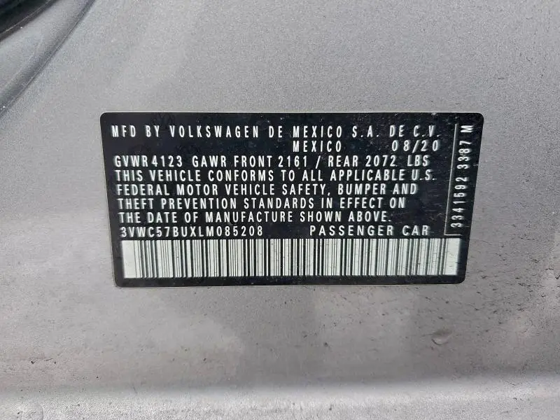 2020 VOLKSWAGEN JETTA S  