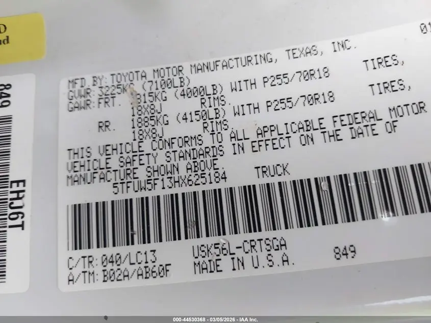 2017 TOYOTA TUNDRA SR 5.7L V8