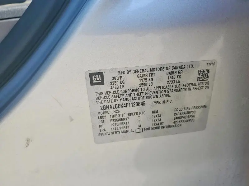 2015 CHEVROLET EQUINOX LT  