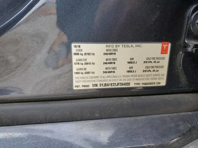 2018 TESLA MODEL S   