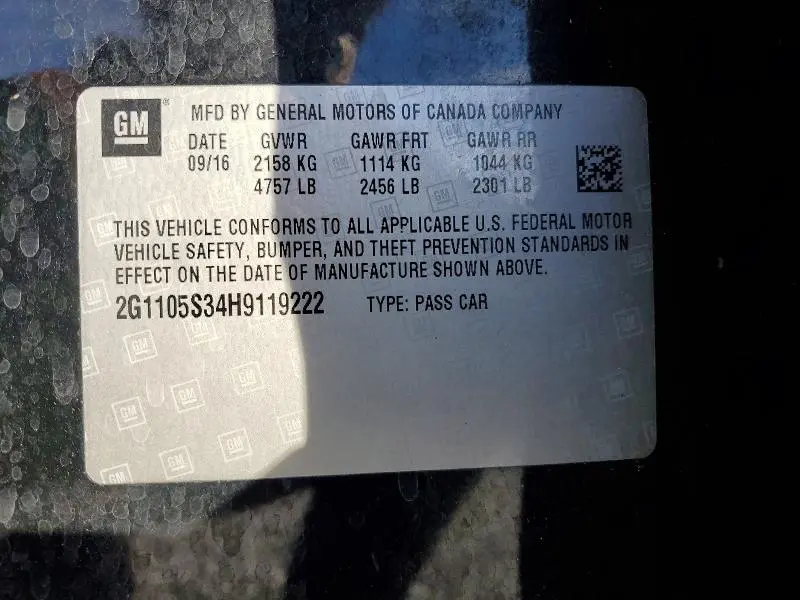 2017 CHEVROLET IMPALA LT  