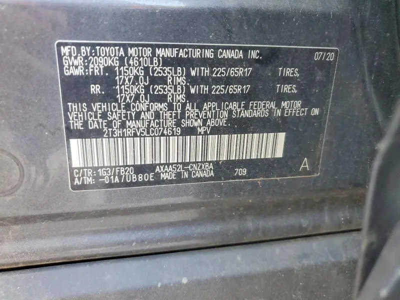 2020 TOYOTA RAV4 LE  
