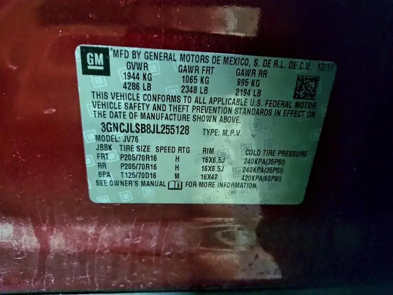 2018 CHEVROLET TRAX 1LT  