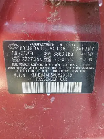 2010 HYUNDAI ELANTRA BLUE