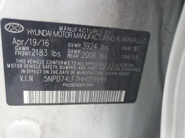 2017 HYUNDAI ELANTRA SE  