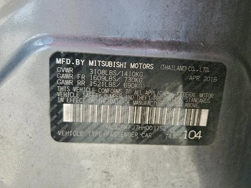 2017 MITSUBISHI MIRAGE G4 SE  