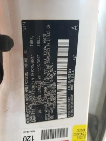 2015 TOYOTA SIENNA XLE  