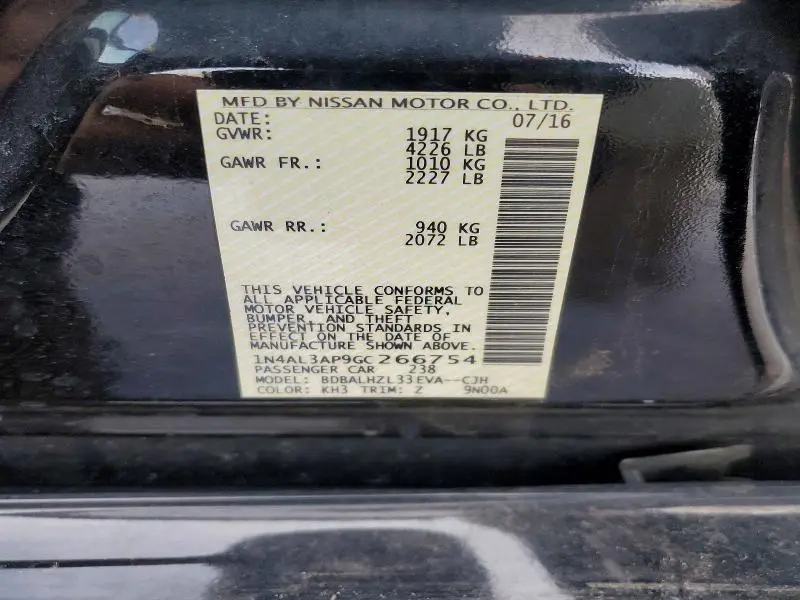 2016 NISSAN ALTIMA 2.5 SR  