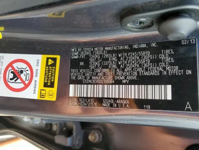 2013 TOYOTA HIGHLANDER LIMITED  