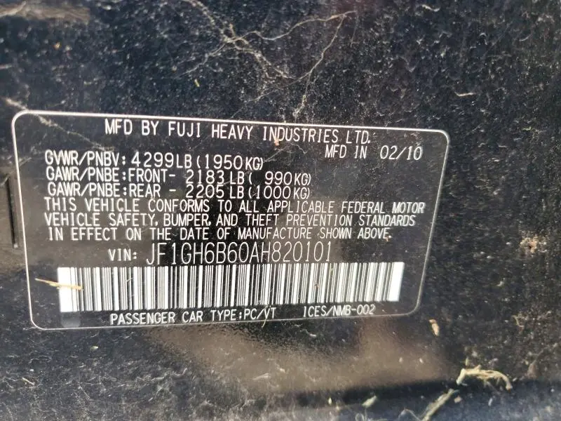 2010 SUBARU IMPREZA 2.5I PREMIUM  