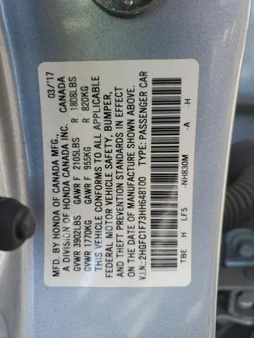 2017 HONDA CIVIC EXL  