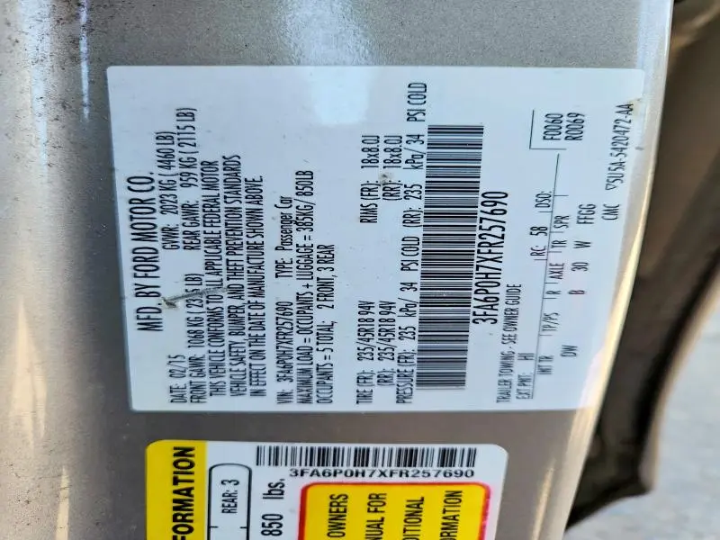 2015 FORD FUSION SE  