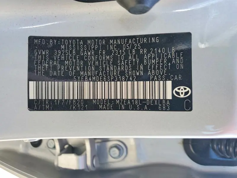 2025 TOYOTA COROLLA LE  