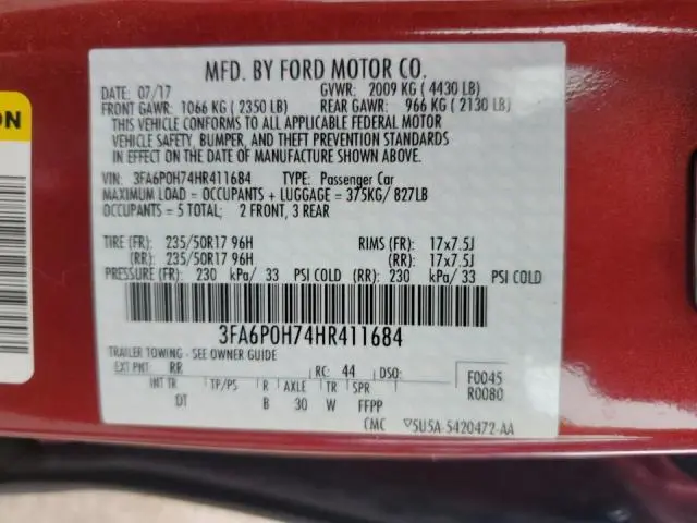 2017 FORD FUSION SE  