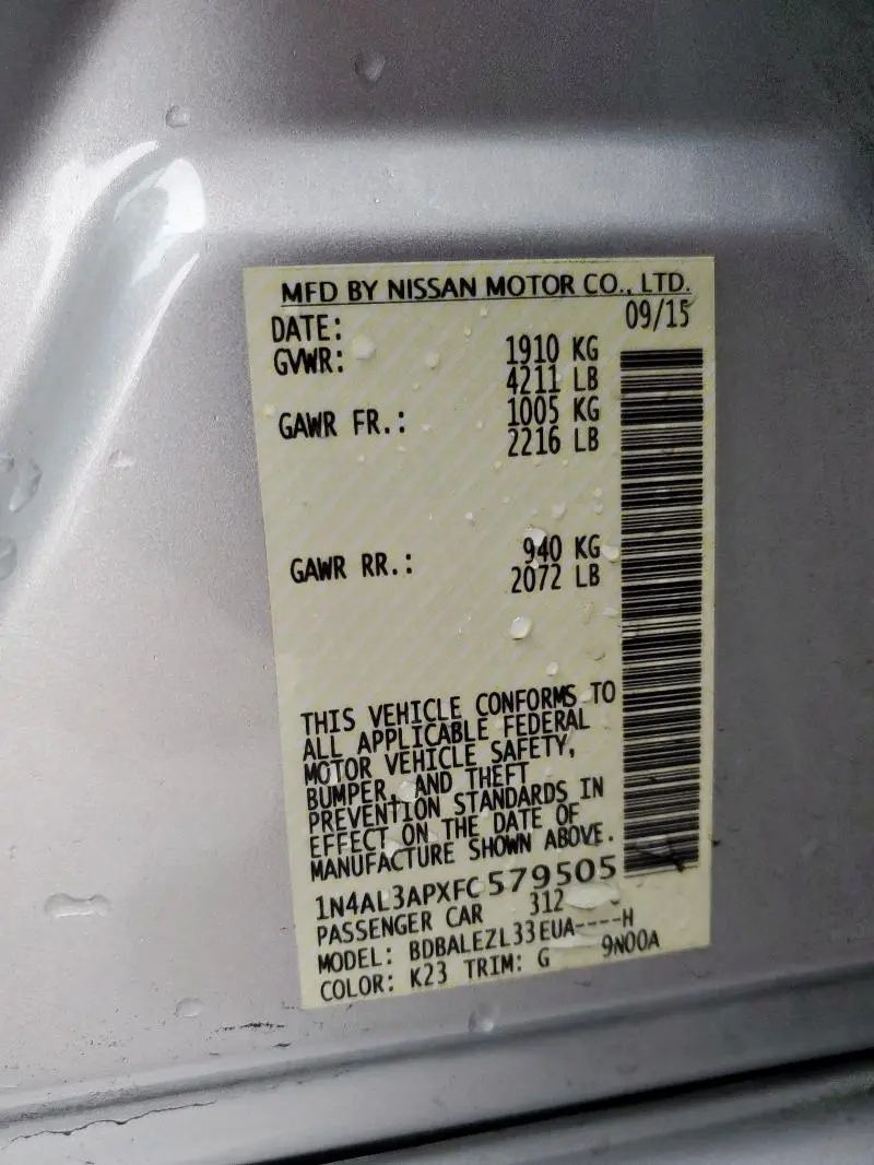 2015 NISSAN ALTIMA 2.5  