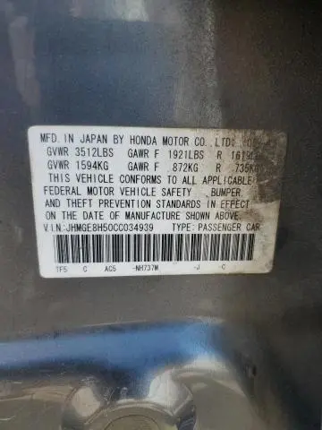 2012 HONDA FIT SPORT