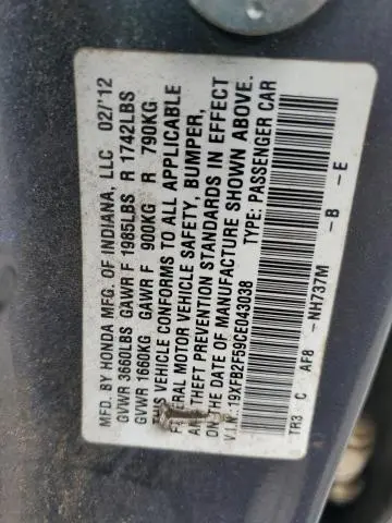2012 HONDA CIVIC LX  