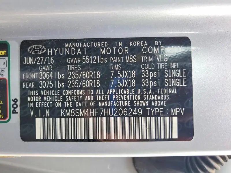 2017 HYUNDAI SANTA FE SE  