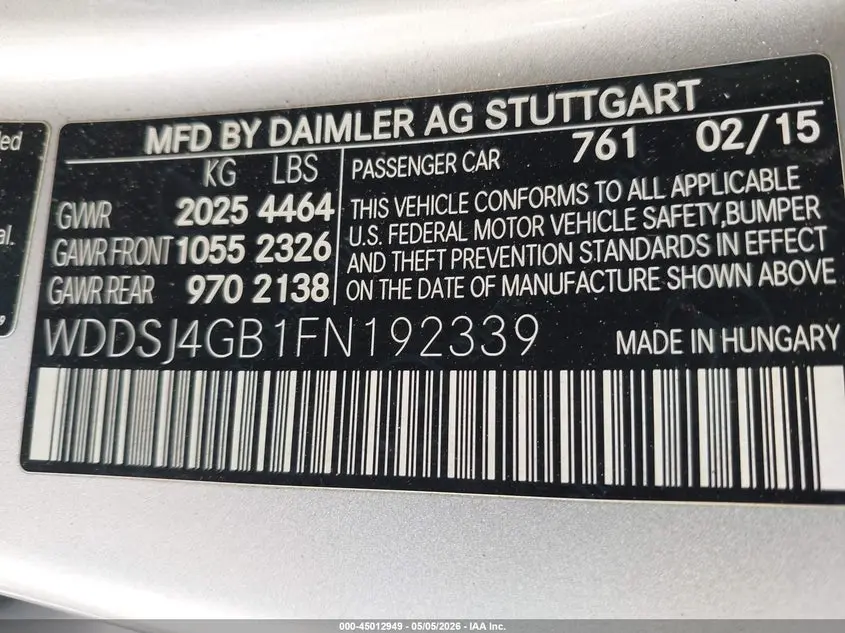 2015 MERCEDES-BENZ CLA 250 4MATIC