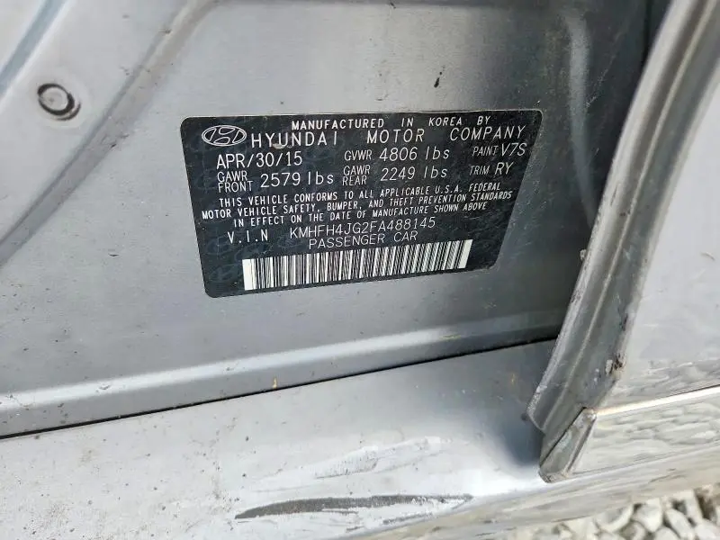 2015 HYUNDAI AZERA LIMITED  