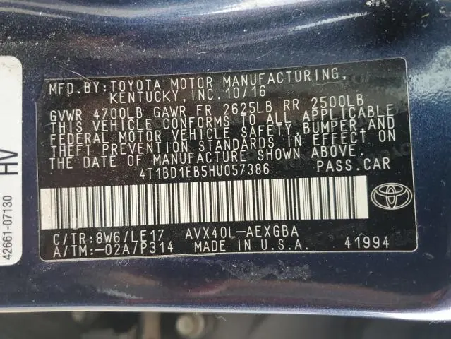 2017 TOYOTA AVALON HYBRID  