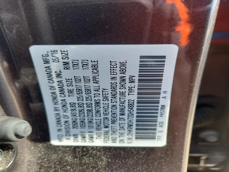 2016 HONDA CR-V EXL  
